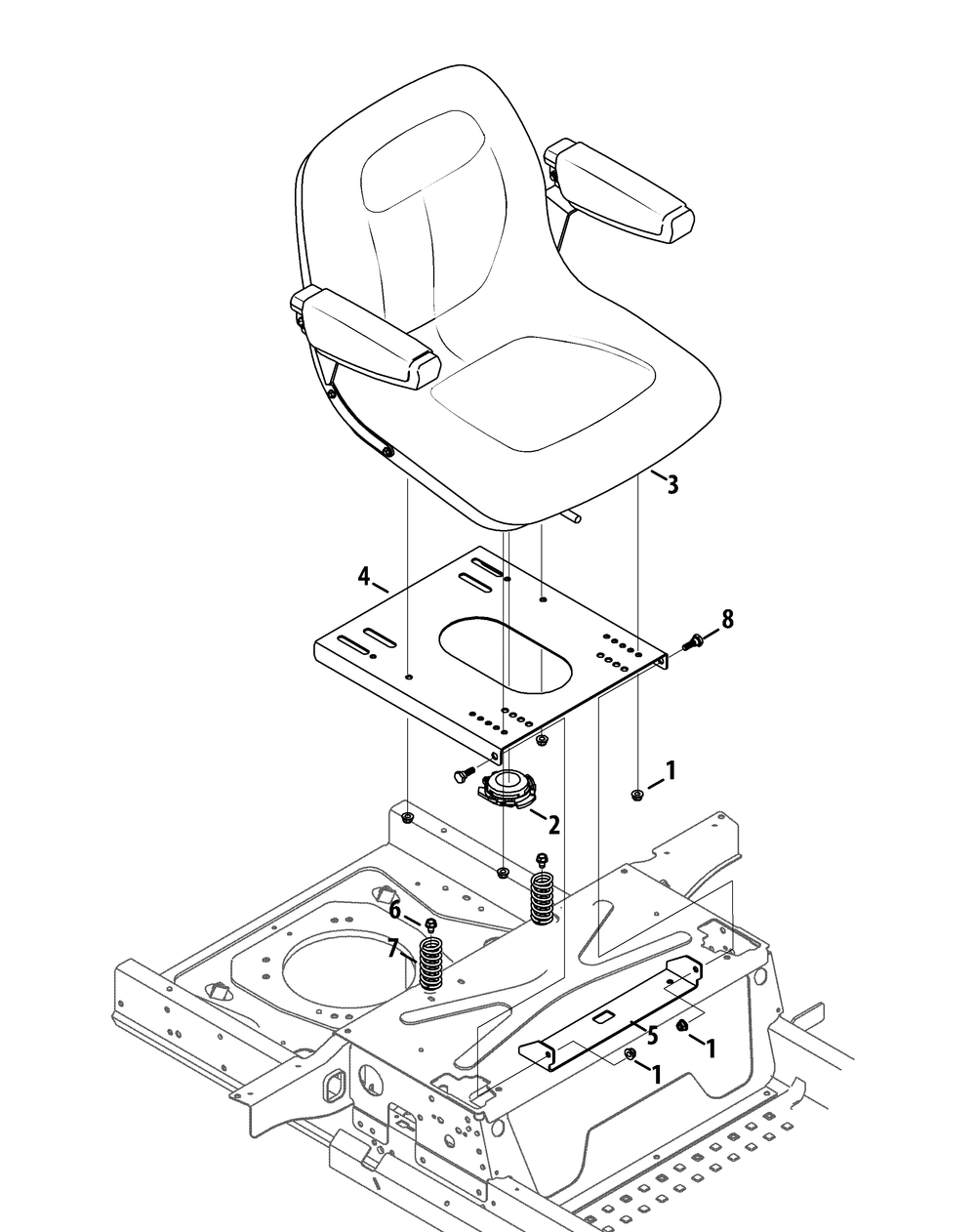Seat Adjustment Diagram and Parts List for Z-FORCELZ54 (17BIDAGC-17BIDAGC010)(2015) Cub Cadet Lawn Tractor